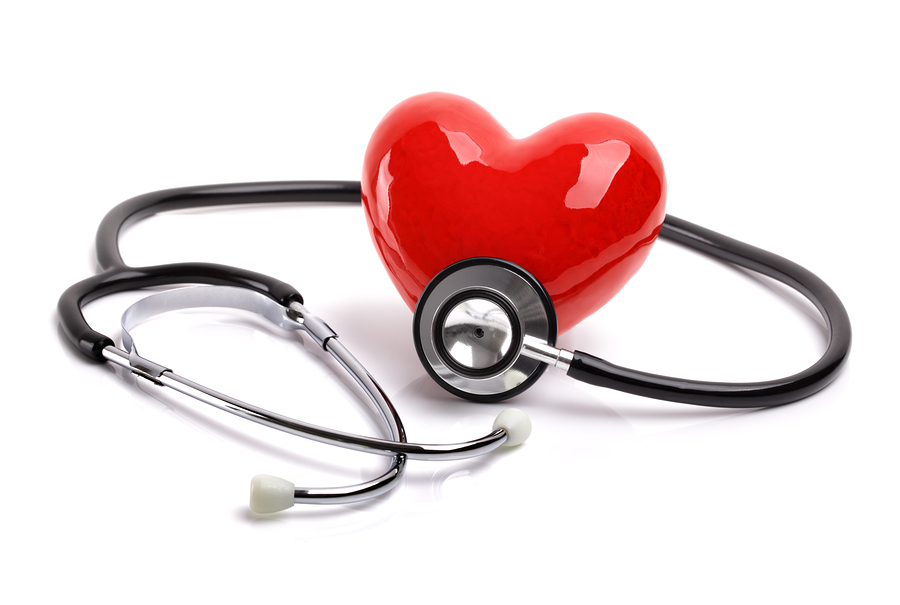 Heart and stethoscope isolated on white background concept for h