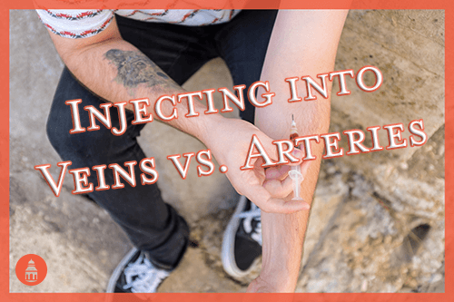 man injecting intravenous drugs into his body